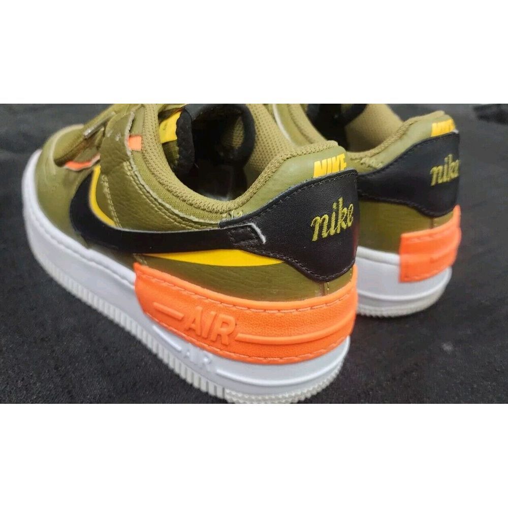 Rare Nike Air Force 1 Shadow Olive Orange Black DC1876-300 Womans Size 7.5 - Picture 6 of 9